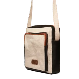 Jute Leather Messenger Crossbody Bag White