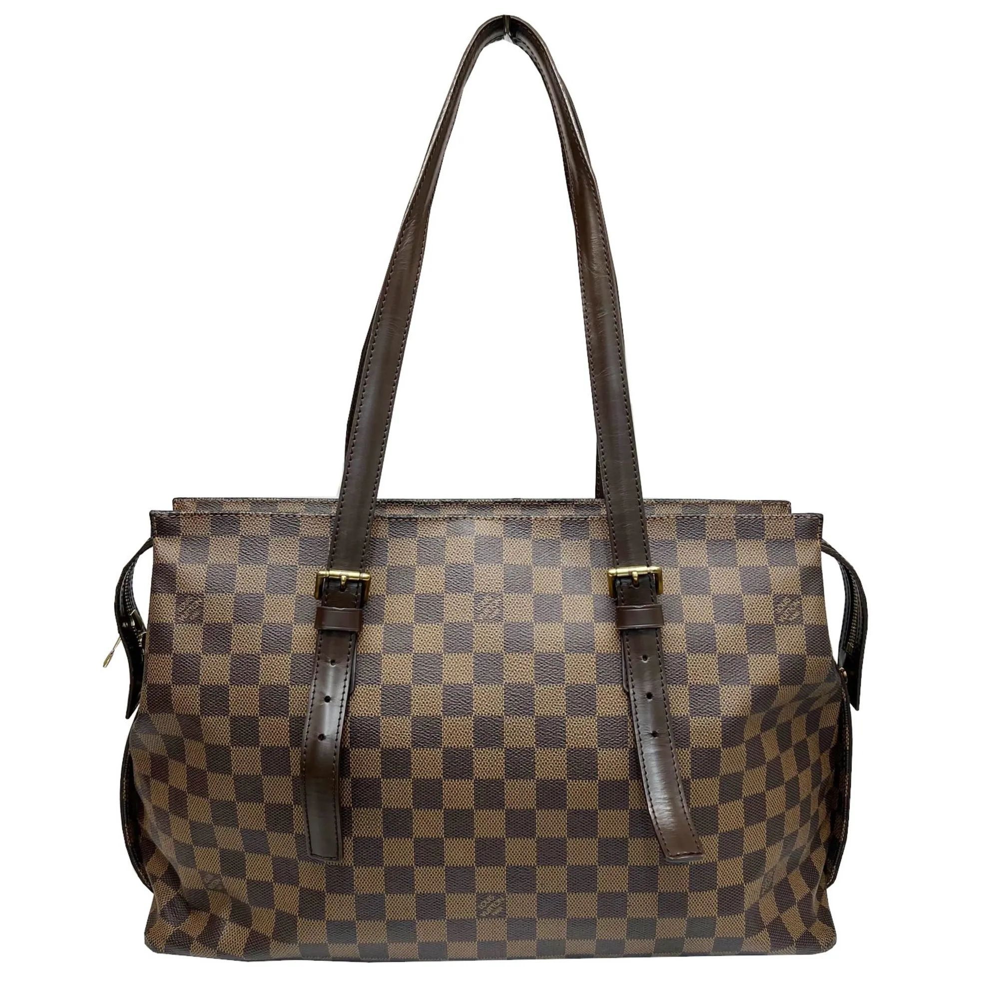 Louis Vuitton Damier Chelsea N51119 TH1088 Tote Bag Shoulder PVC Leather Brown Men's Women's