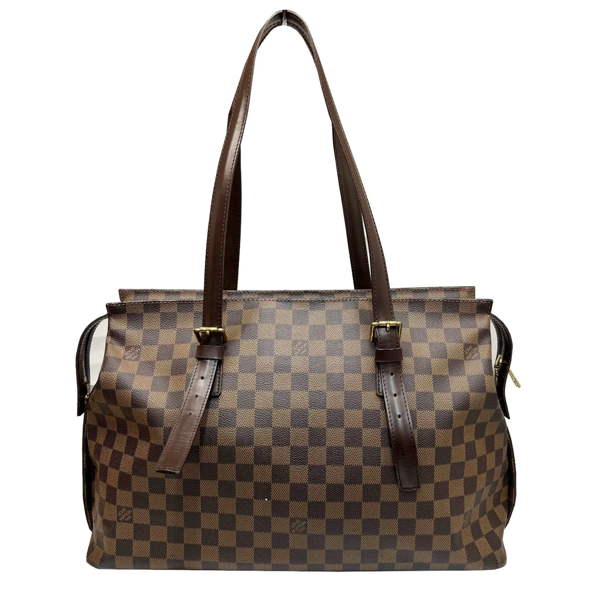 Louis Vuitton Damier Chelsea N51119 TH1088 Tote Bag Shoulder PVC Leather Brown Men's Women's