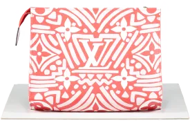 Louis Vuitton Rouge / Rose/ Cream Craft Collection Toiletry Pouch 26 Clutch Bag