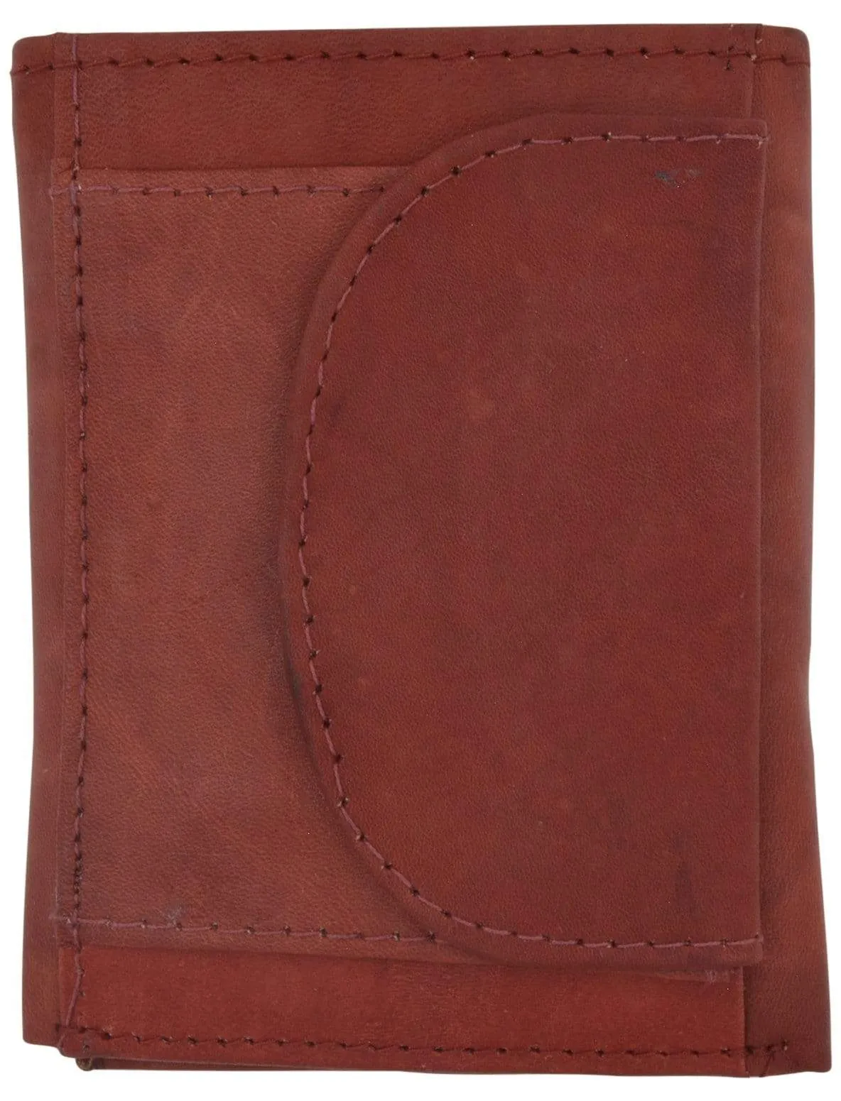 Mens Cowhide Leather ID Card Holder Trifold Wallet with Coin Pouch 2055 CF