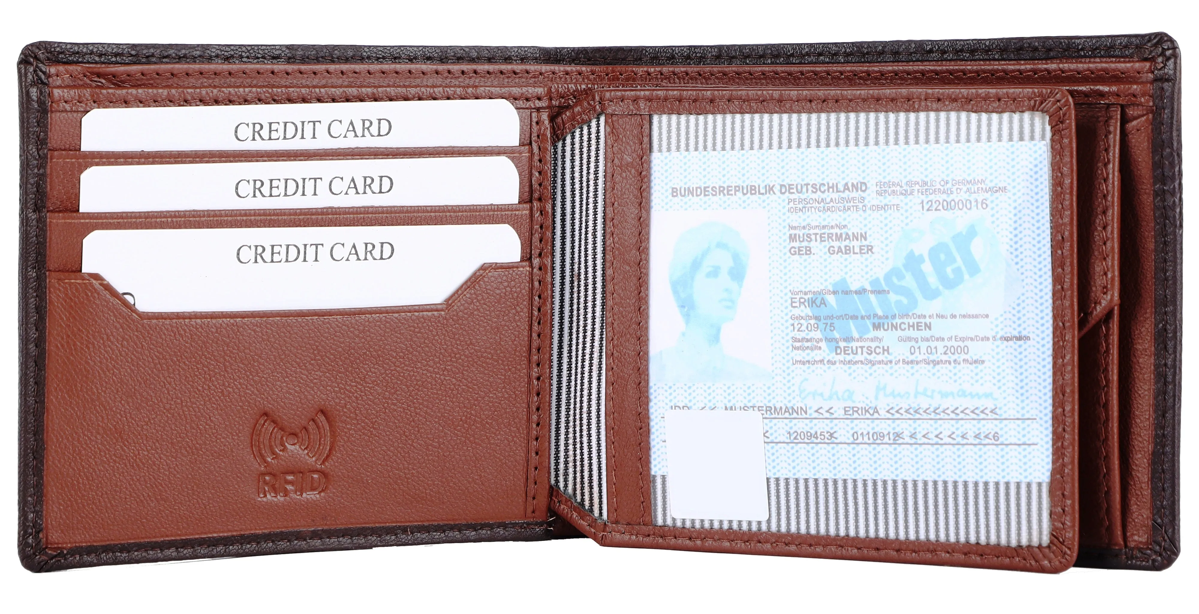 MENS LEATHER WALLET (RFID) 93702 (BROWN)