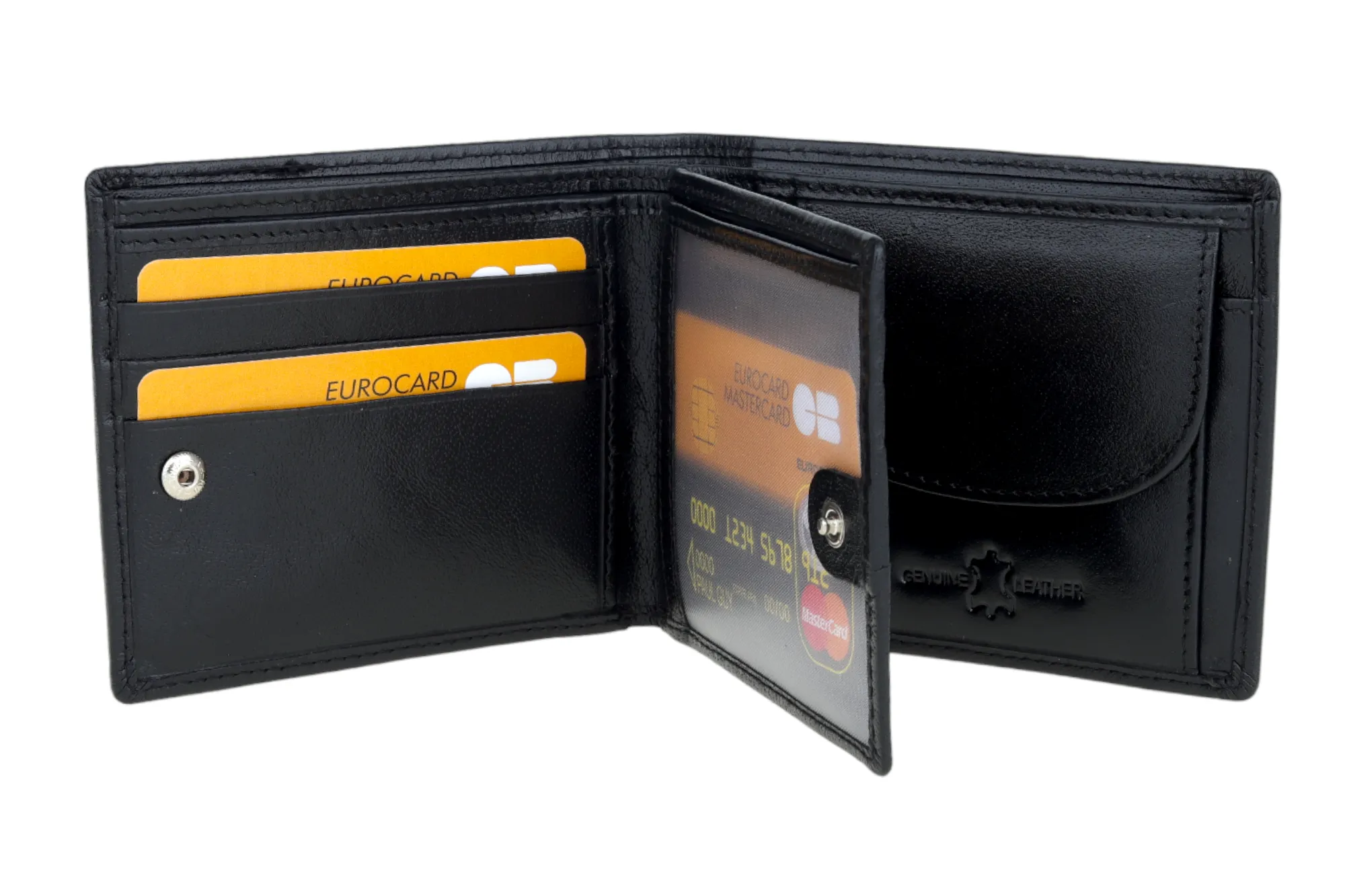 MENS LEATHER WALLET WITH KEY RING COMBO 94923 (Black)