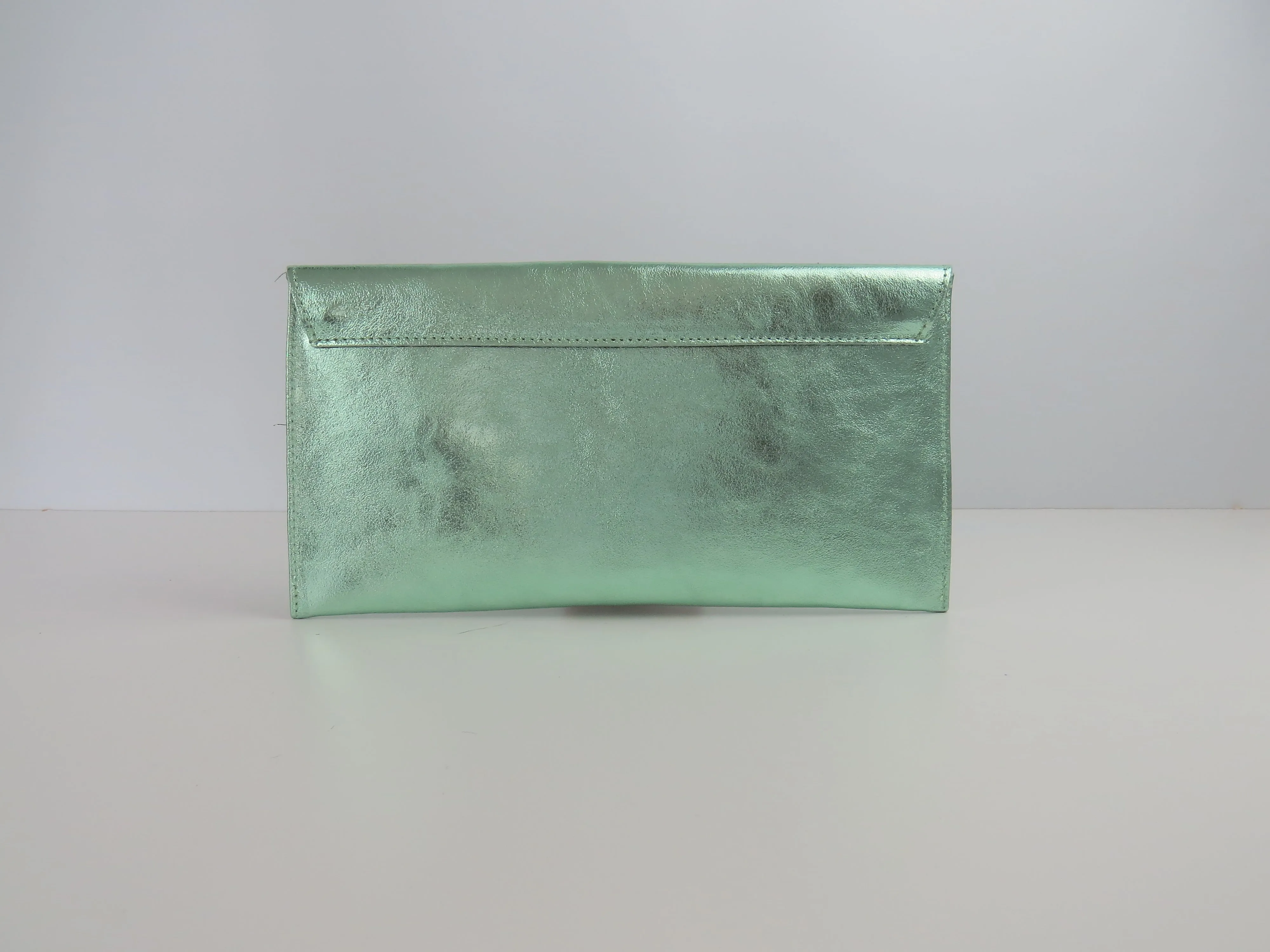 Metallic Mint Sea Green Envelope Clutch Bag