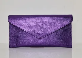 Metallic Purple Voilet Envelope Clutch Bag