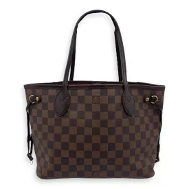Neverfull PM Brown Tote Bag in Coated Canvas, Gold hardware