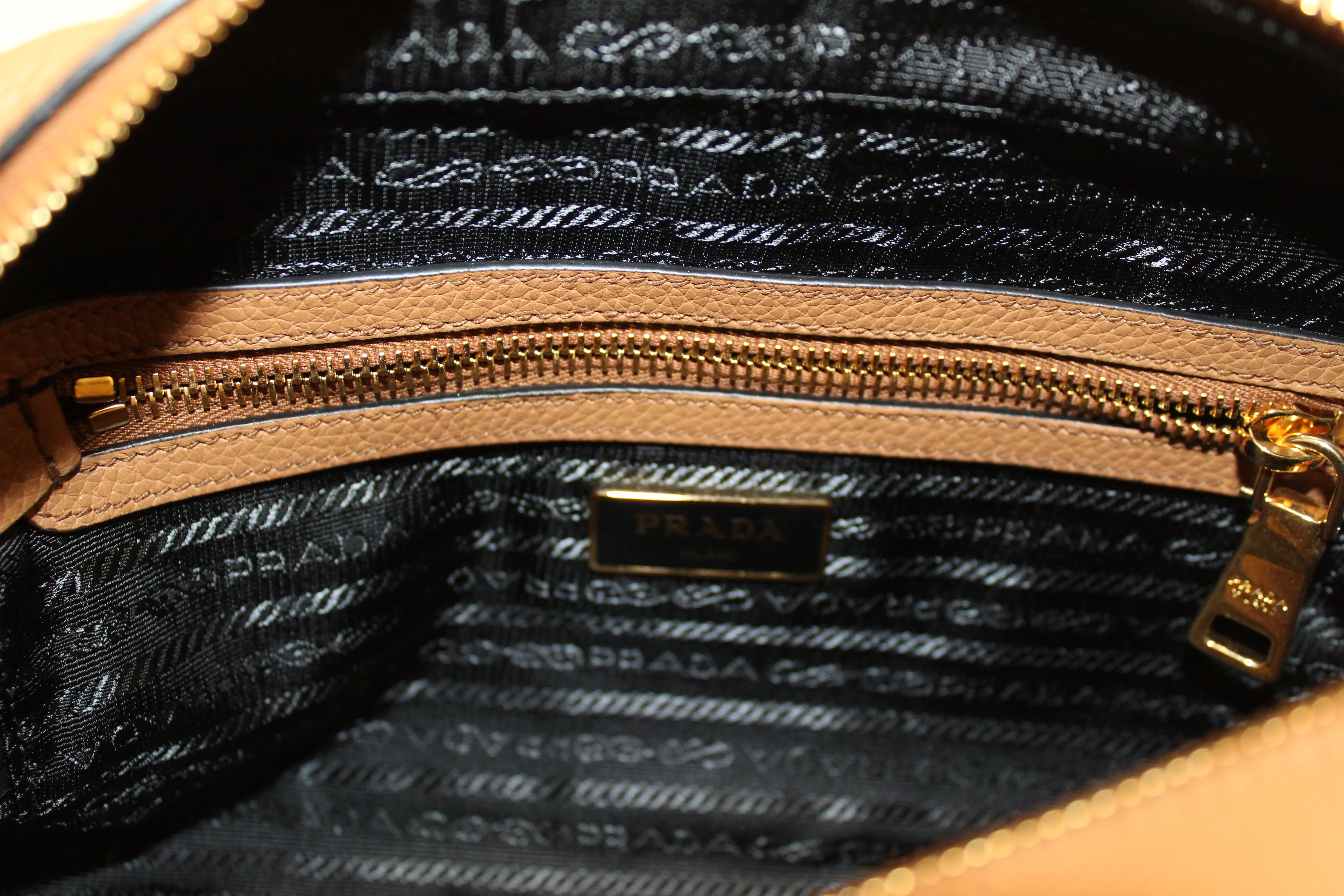 NEW Authentic Prada Brown Leather Bauletto Small Crossbody Boston Bag