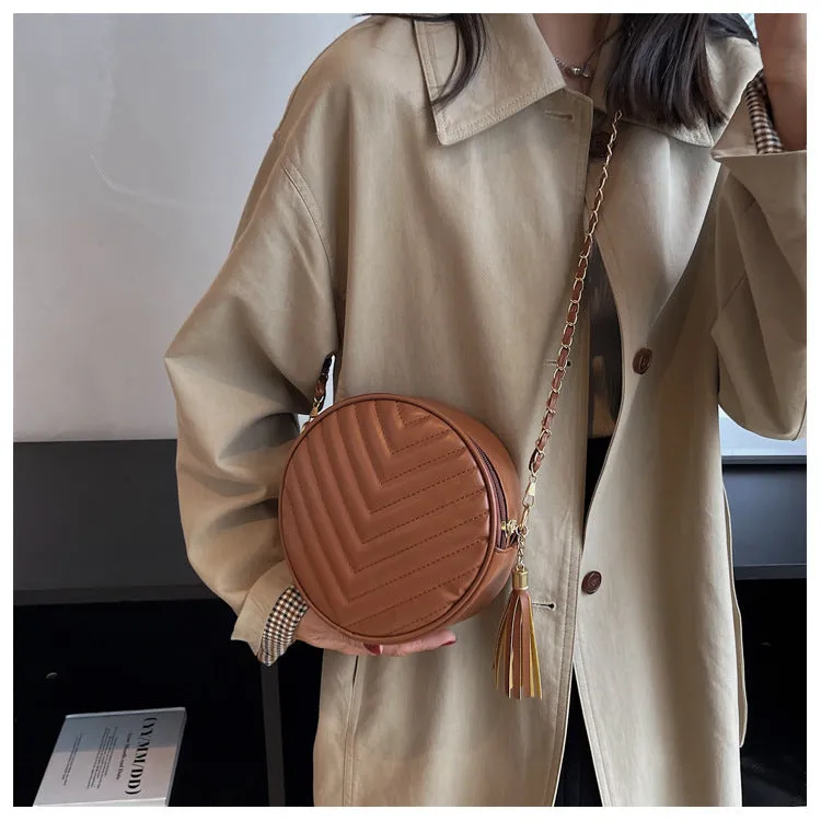 New Simple Fashion One Shoulder Messenger Bag Retro Small Round Bag