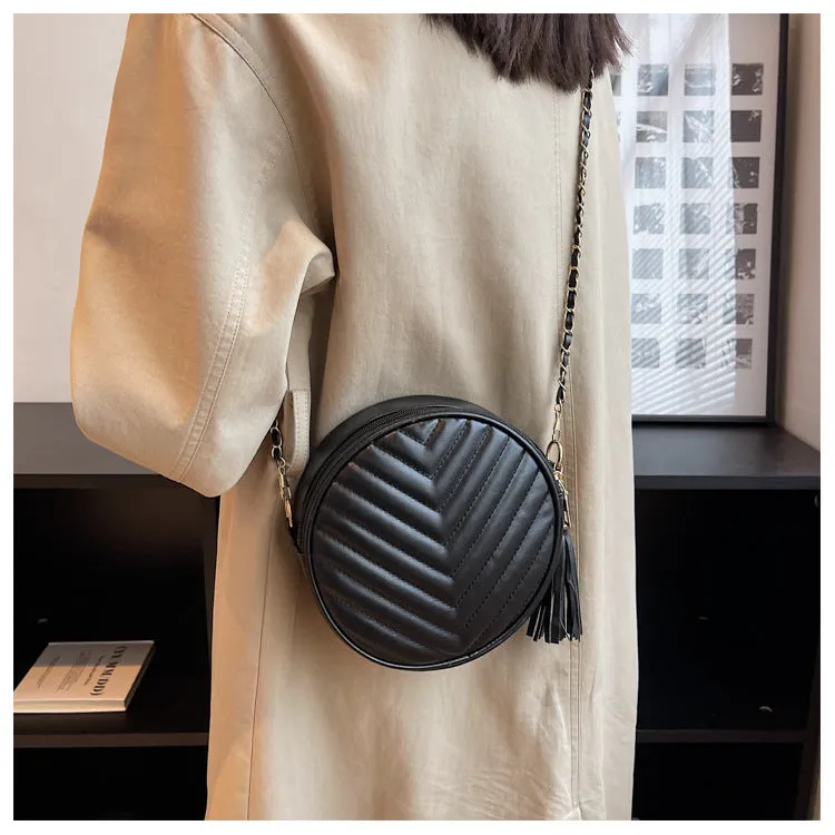 New Simple Fashion One Shoulder Messenger Bag Retro Small Round Bag