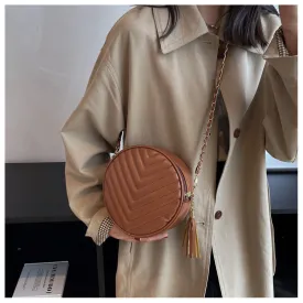 New Simple Fashion One Shoulder Messenger Bag Retro Small Round Bag