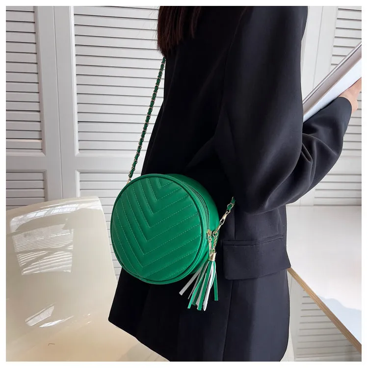 New Simple Fashion One Shoulder Messenger Bag Retro Small Round Bag