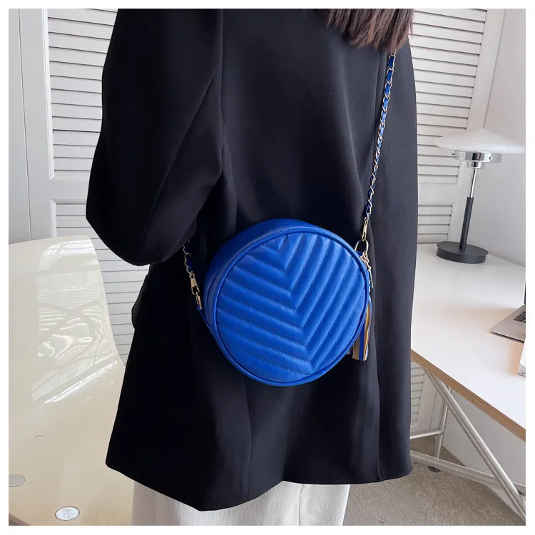 New Simple Fashion One Shoulder Messenger Bag Retro Small Round Bag