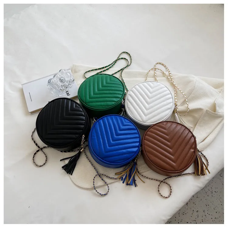 New Simple Fashion One Shoulder Messenger Bag Retro Small Round Bag