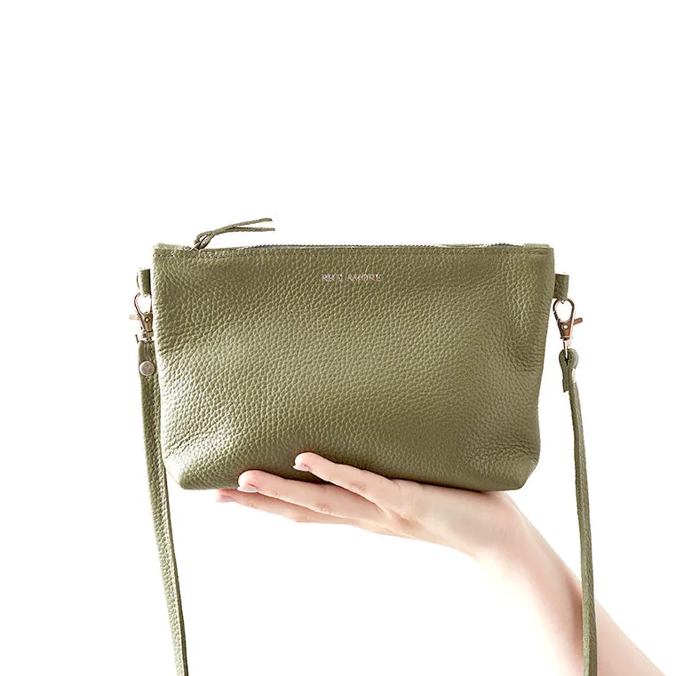 Olive Leather Crossbody Bag