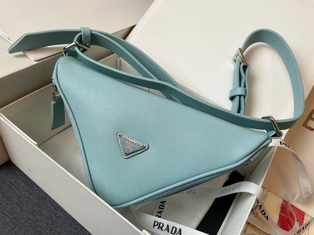 PD170 Triangle Leather Shoulder Bag / 10.2x3.9x5.1inch