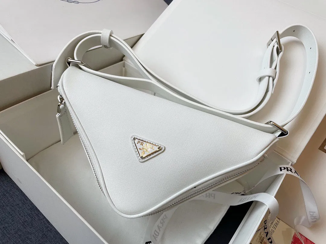 PD170 Triangle Leather Shoulder Bag / 10.2x3.9x5.1inch