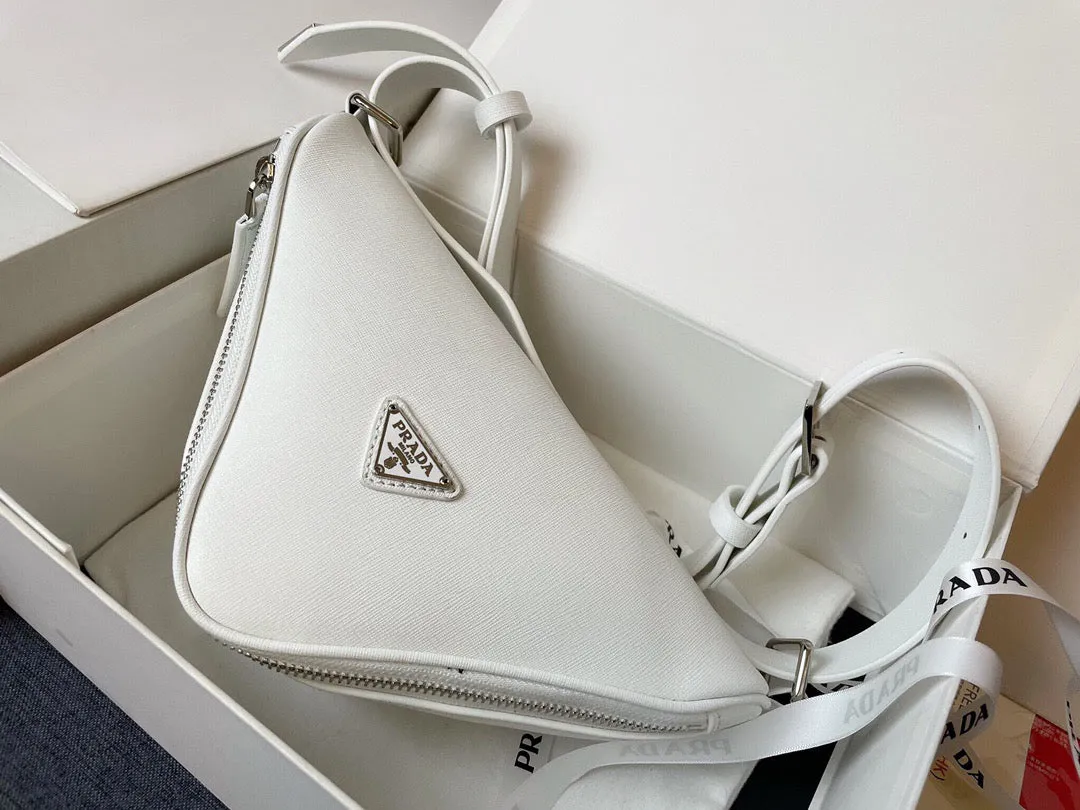 PD170 Triangle Leather Shoulder Bag / 10.2x3.9x5.1inch