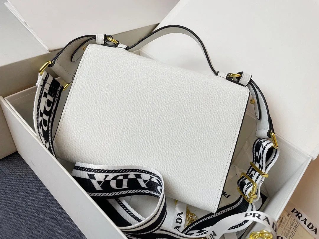 PD205 Monochrome Saffiano and Leather Bag / 8.3x5.5x2.5inch