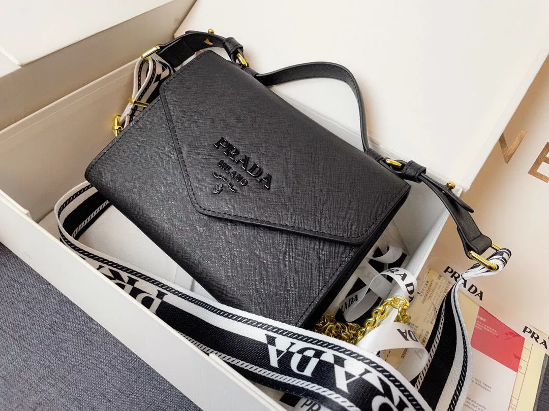 PD205 Monochrome Saffiano and Leather Bag / 8.3x5.5x2.5inch