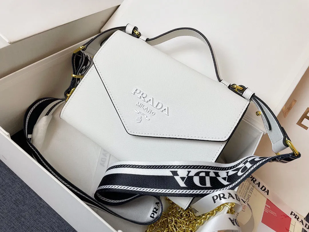 PD205 Monochrome Saffiano and Leather Bag / 8.3x5.5x2.5inch