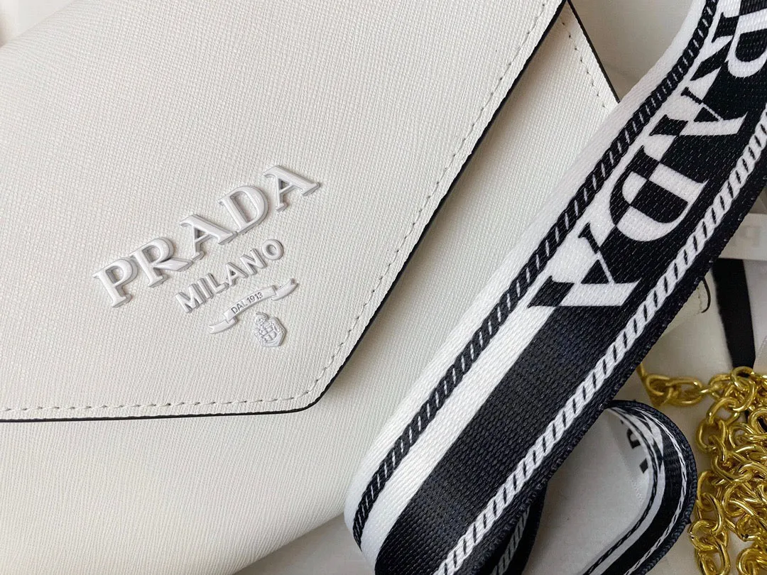PD205 Monochrome Saffiano and Leather Bag / 8.3x5.5x2.5inch