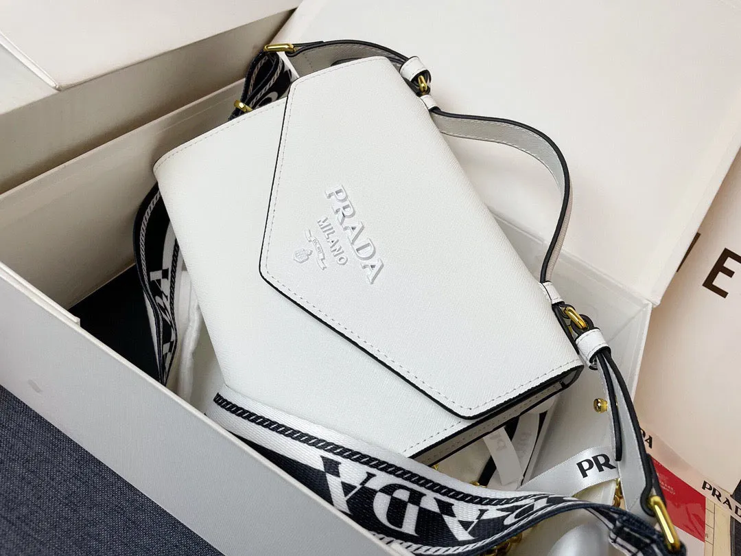 PD205 Monochrome Saffiano and Leather Bag / 8.3x5.5x2.5inch