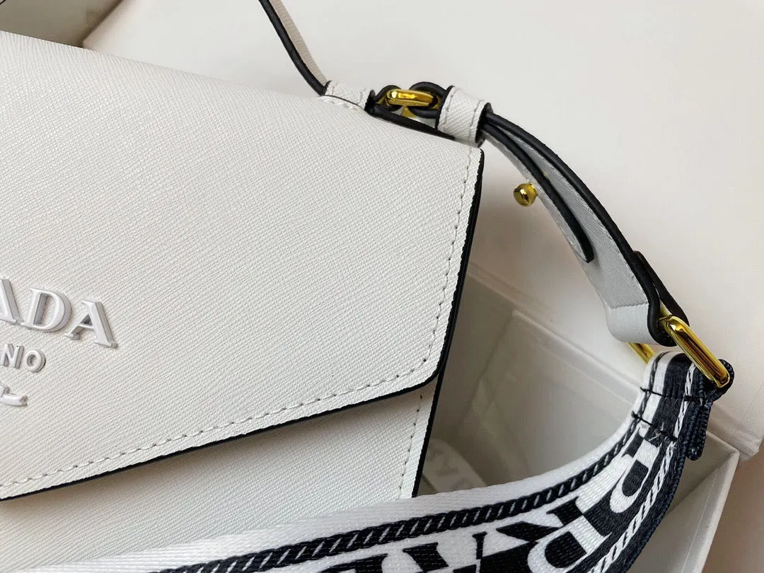 PD205 Monochrome Saffiano and Leather Bag / 8.3x5.5x2.5inch