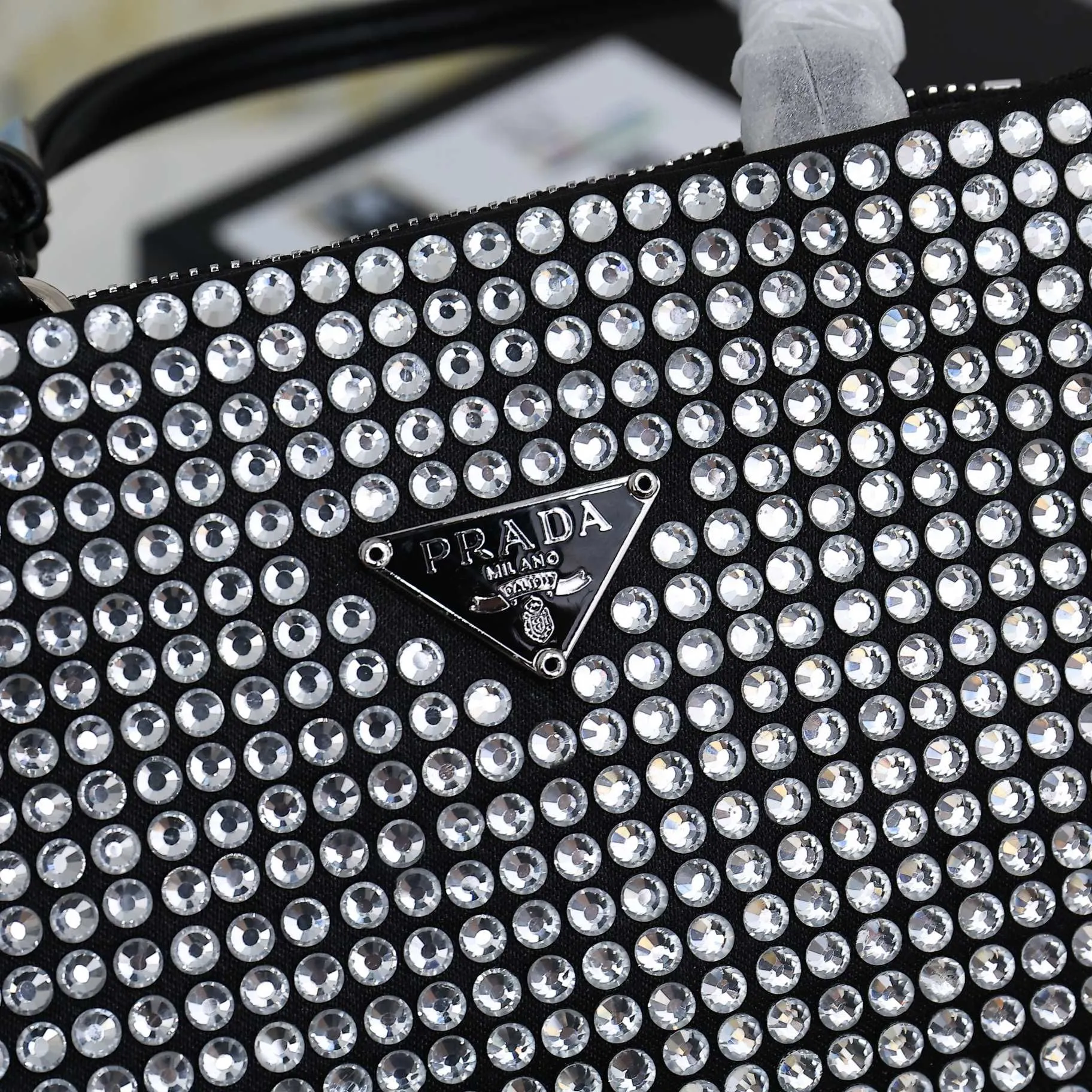 PD207 Satin Handbag with Crystals / 7.9x7.1inch