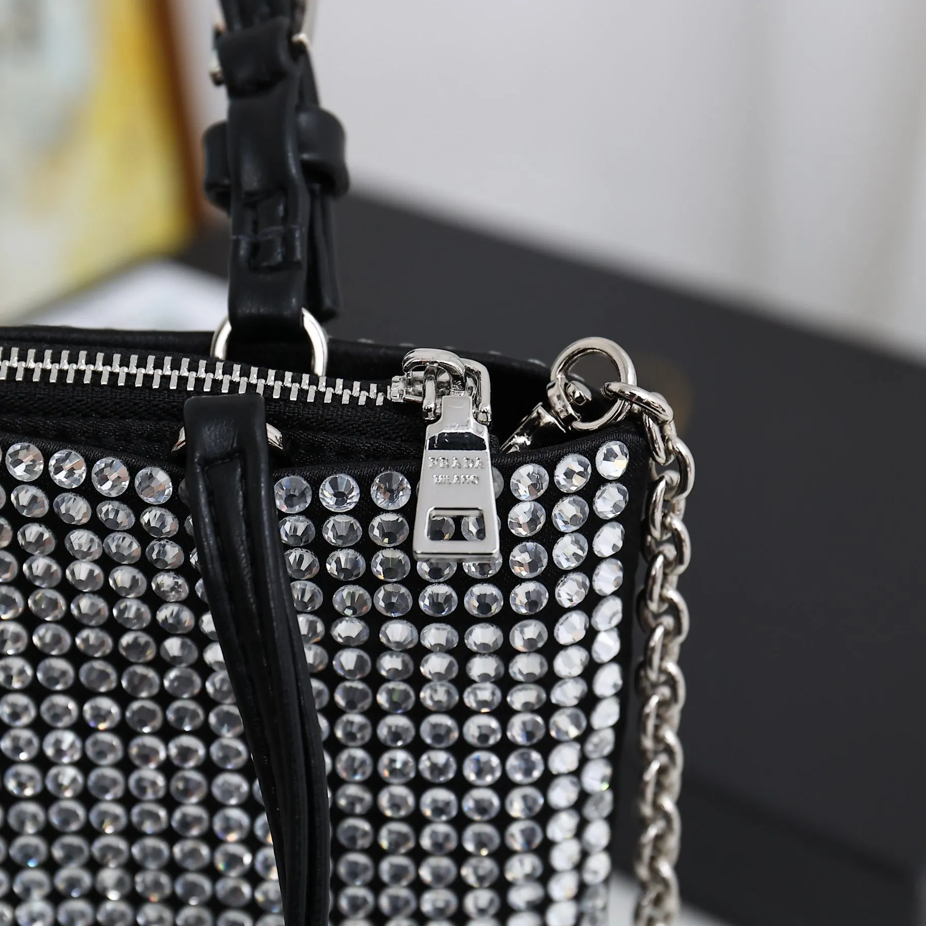 PD207 Satin Handbag with Crystals / 7.9x7.1inch