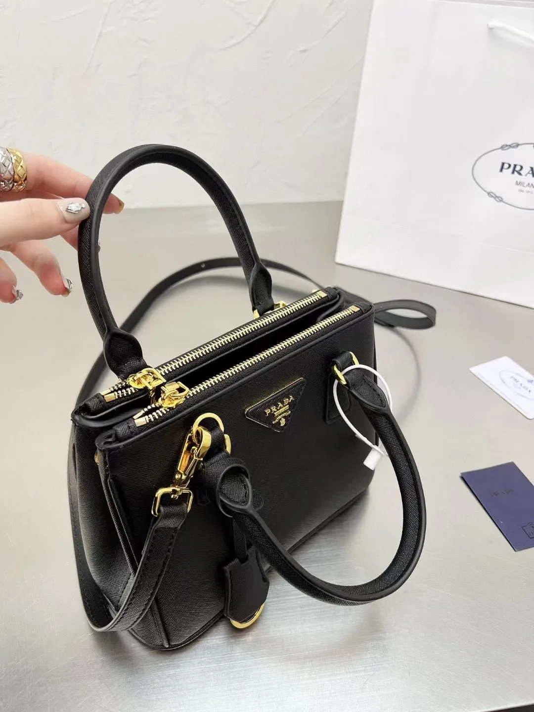 PD218 Prada Double Saffiano Leather Mini Bag / 9x6.5x3.9inch