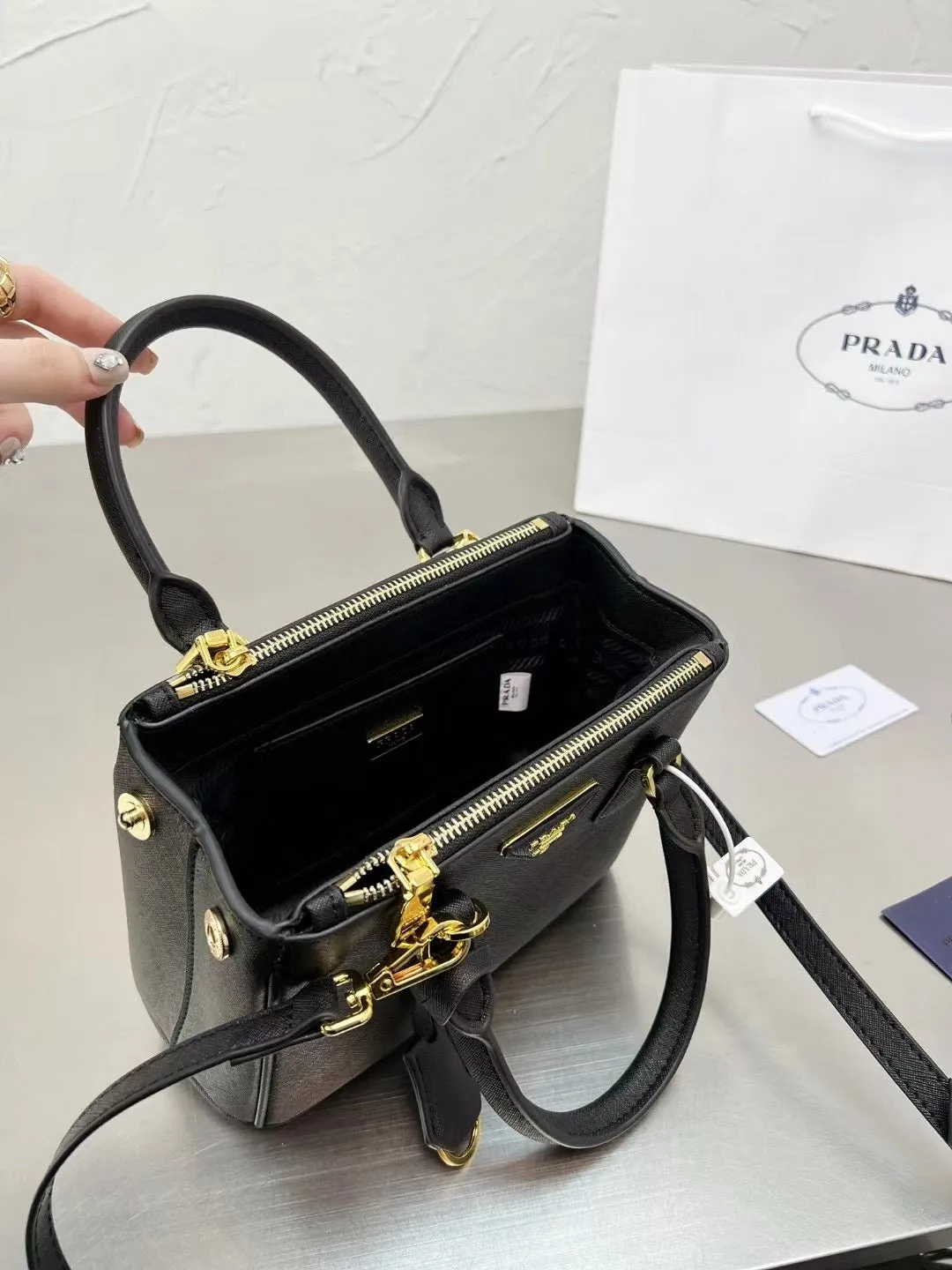 PD218 Prada Double Saffiano Leather Mini Bag / 9x6.5x3.9inch