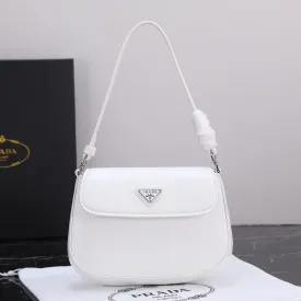 PD231  Prada Cleo Brushed Leather Shoulder Bag with Flap / 6.1x1.6x8.6inch