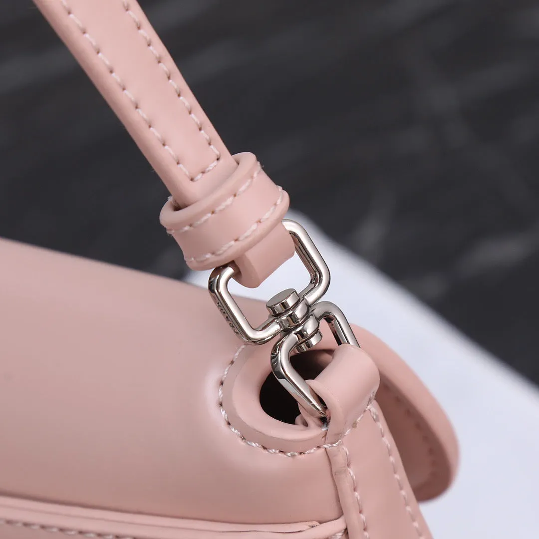 PD232  Prada Cleo Brushed Leather Shoulder Bag with Flap / 6.1x1.6x8.6inch