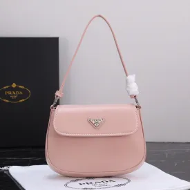 PD232  Prada Cleo Brushed Leather Shoulder Bag with Flap / 6.1x1.6x8.6inch