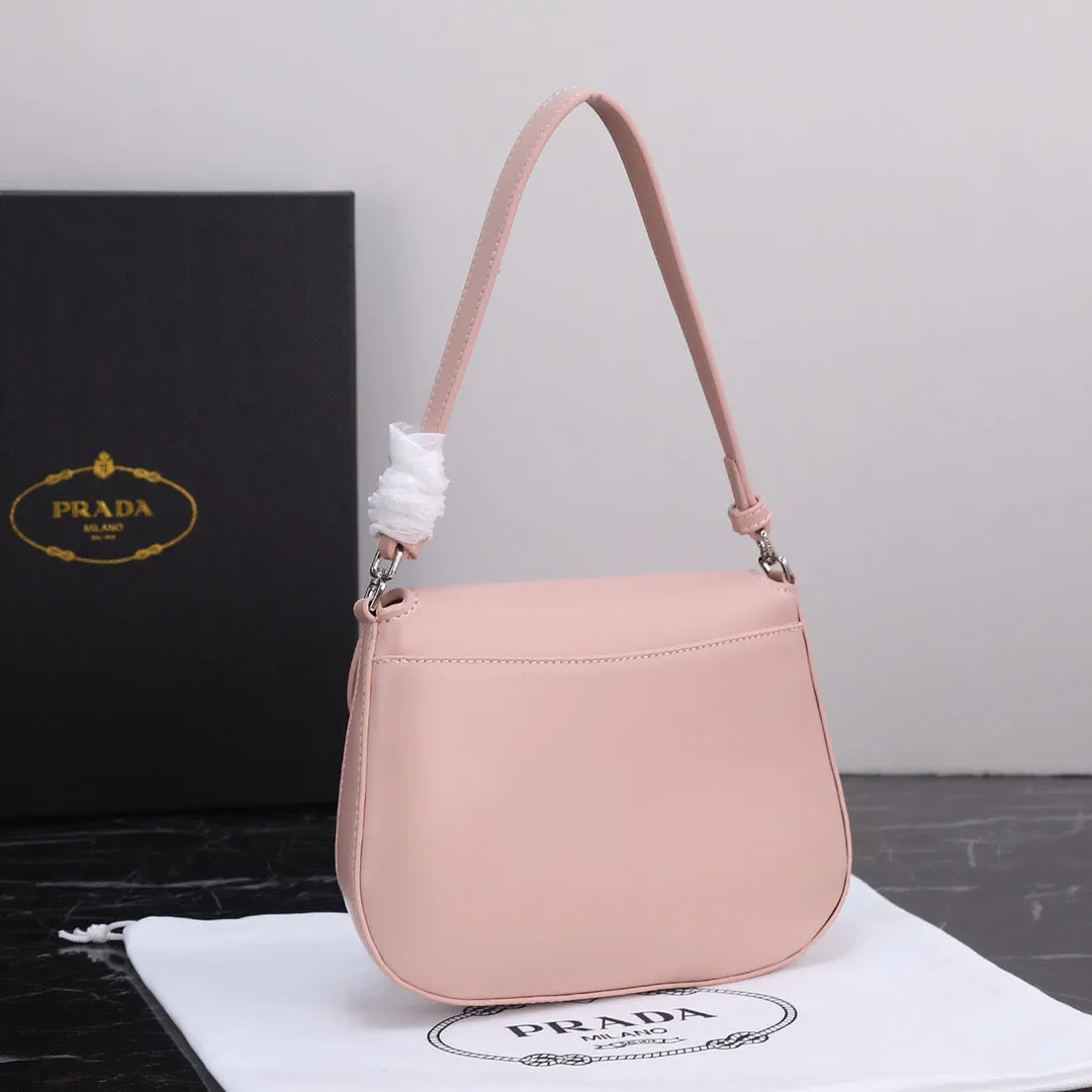 PD232  Prada Cleo Brushed Leather Shoulder Bag with Flap / 6.1x1.6x8.6inch
