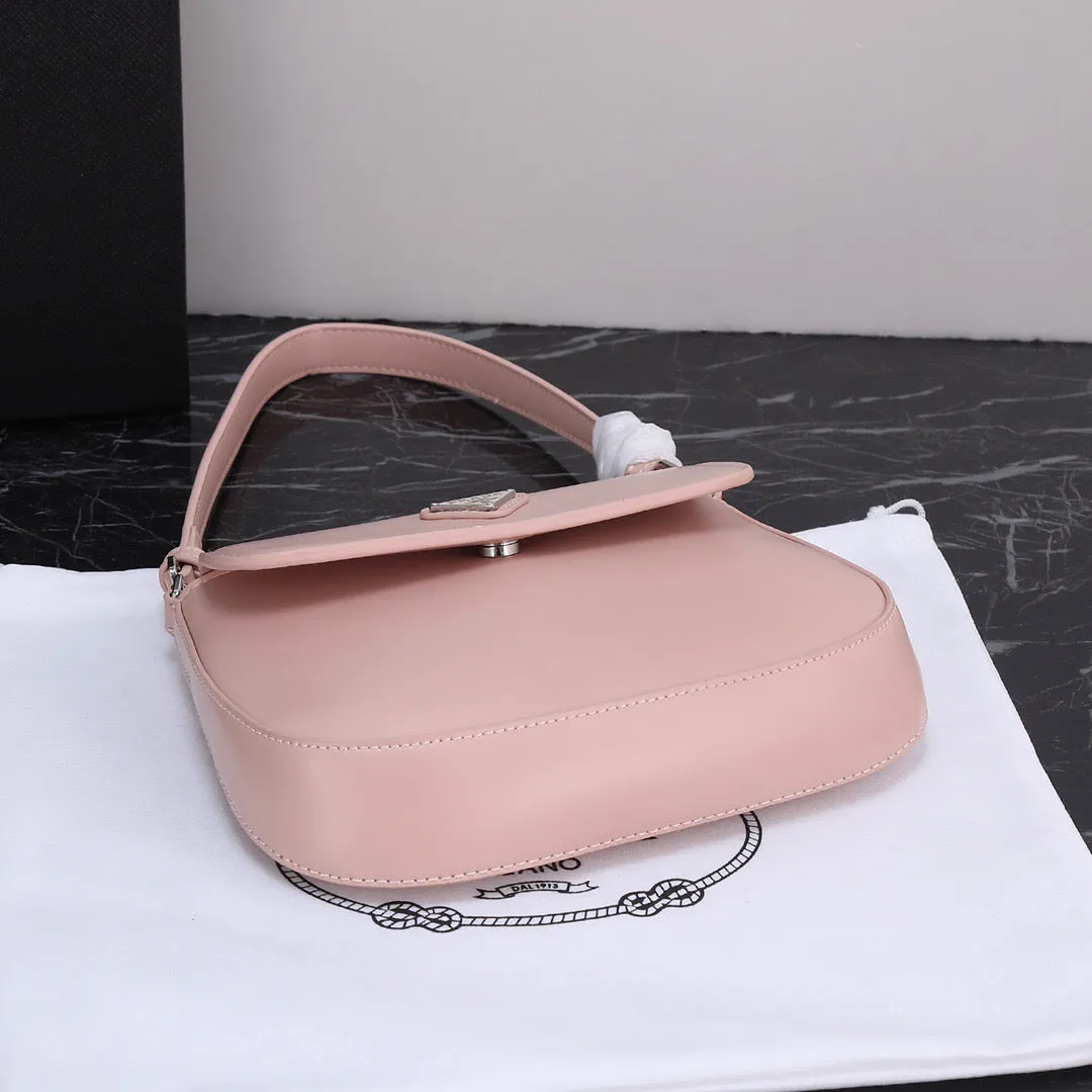 PD232  Prada Cleo Brushed Leather Shoulder Bag with Flap / 6.1x1.6x8.6inch
