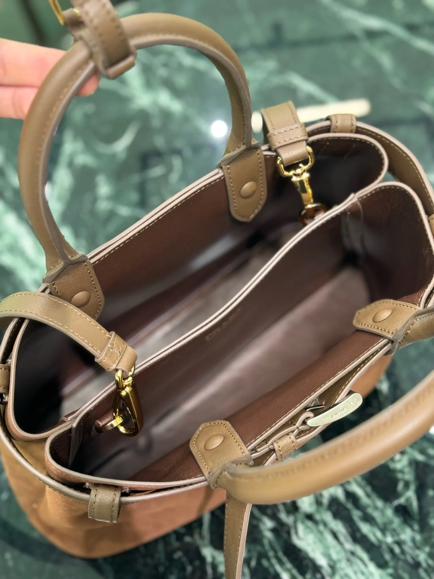 PD317 Medium Prada Buckle Suede Bag with Belt / HIGHEST QUALITY VERSION / 12.6x9x4.3inch