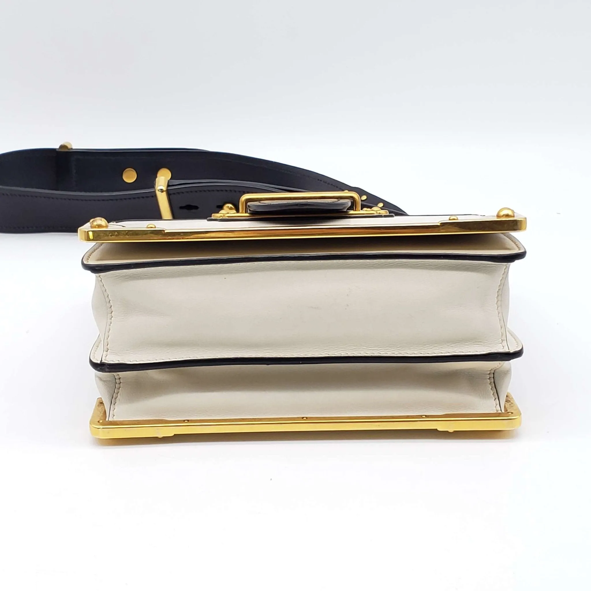 Prada Cahier Black & White Leather Shoulder Bag