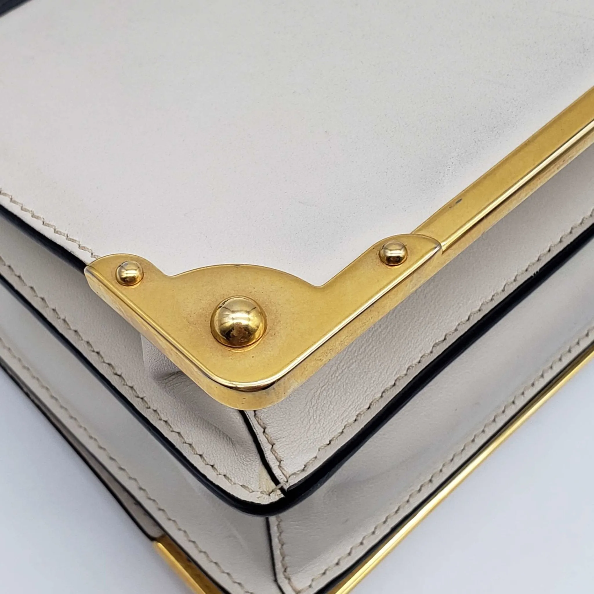 Prada Cahier Black & White Leather Shoulder Bag