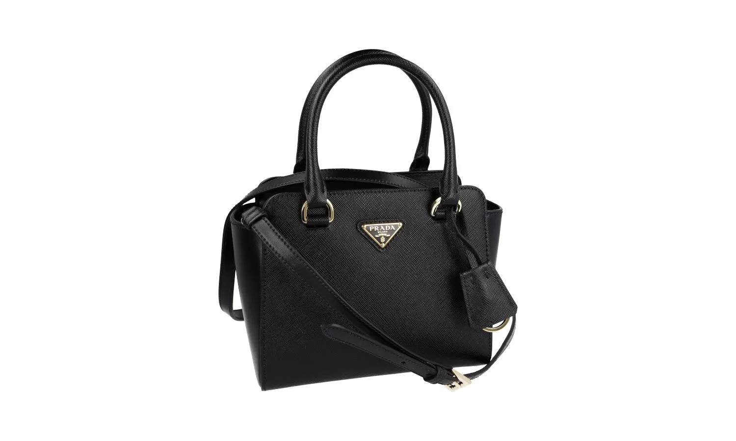 Prada Women's Black High-Quality Saffiano Leather Shoulder Bag 1BA380