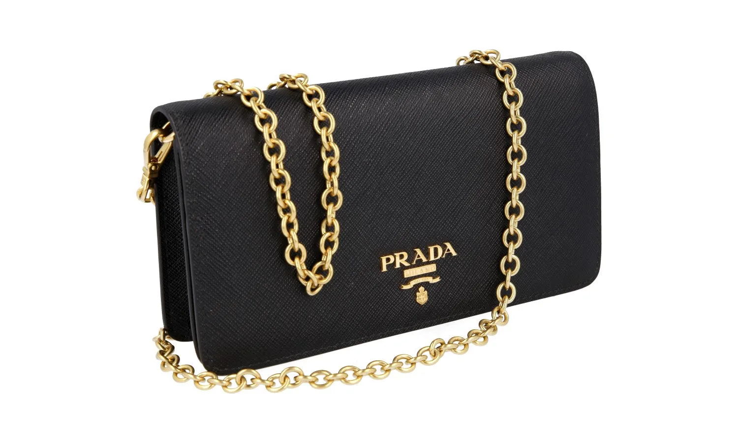 Prada Women's Black High-Quality Saffiano Leather Shoulder Bag 1DH029