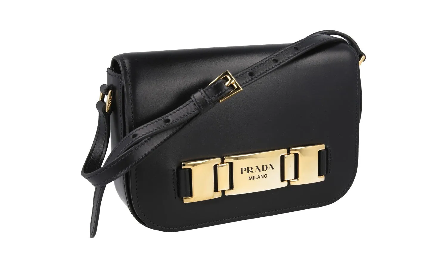 Prada Women's Black Leather Corsaire Shoulder Bag 1BD244