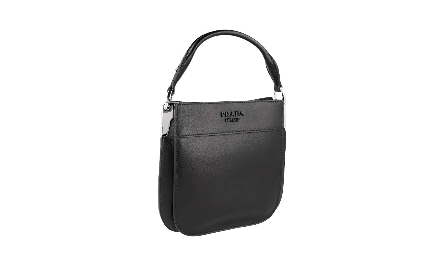 Prada Women's Black Leather Margit Monochrome Shoulder Bag 1BC082