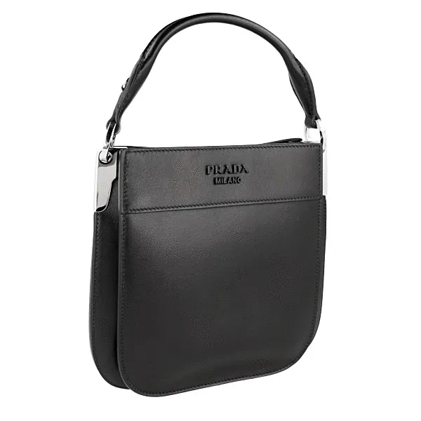 Prada Women's Black Leather Margit Monochrome Shoulder Bag 1BC082