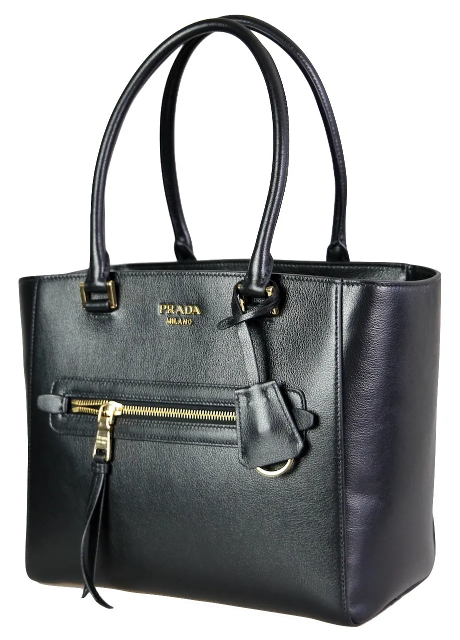 Prada Women's Black Leather Shoulder Bag 1BG227