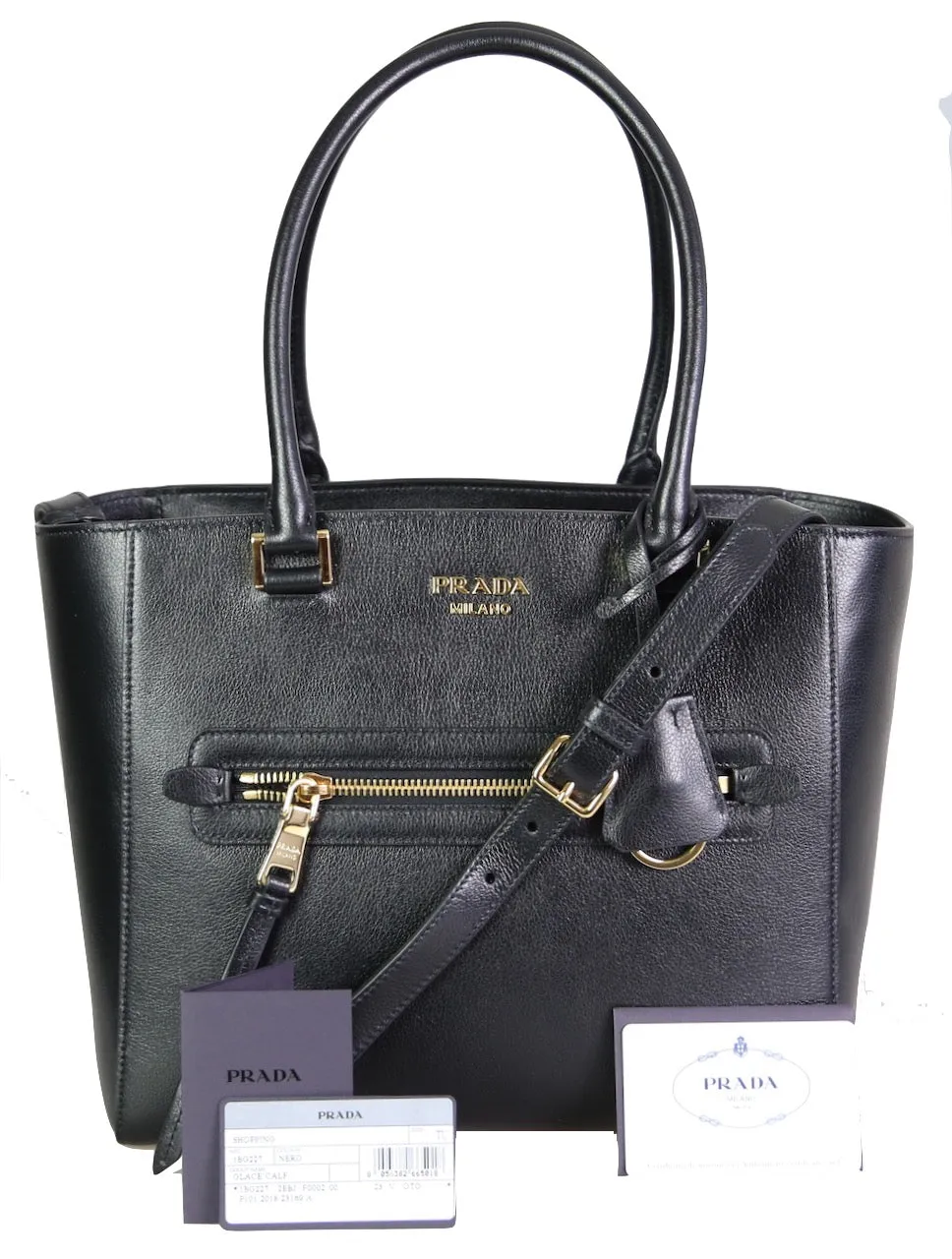 Prada Women's Black Leather Shoulder Bag 1BG227