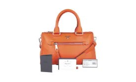 Prada Women's Orange Leather Shoulder Bag 1BB022