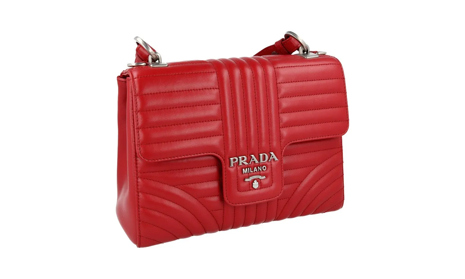 Prada Women's Red Leather Diagramme Shoulder Bag 1BA196