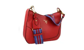 Prada Women's Red Leather Shoulder Bag 1BC052