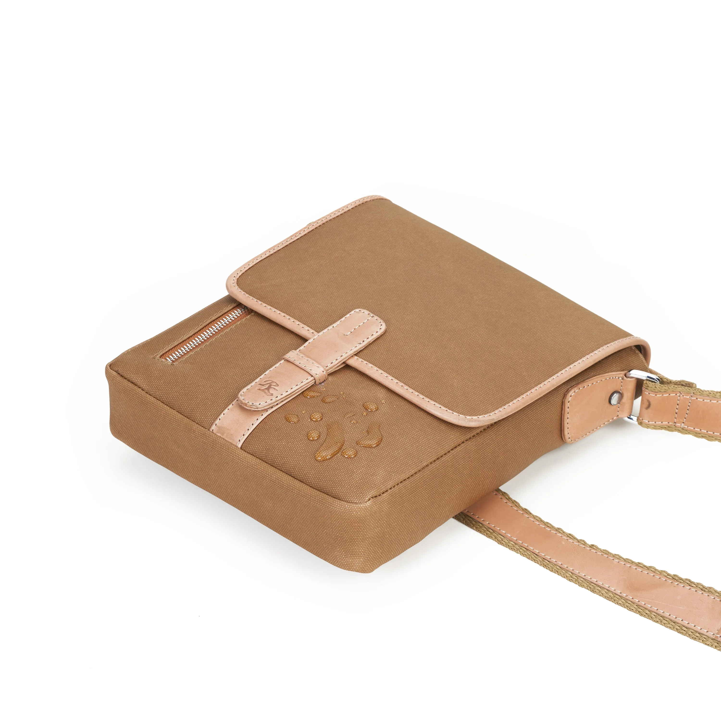 RL Meraki Waterproof Coated Canvas and Leather Sling Cross Body Bag